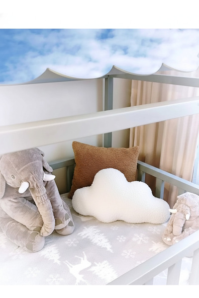 pufftable peluş bulut yastık kırlent içi dolgulu beyaz teddy kumaş büyük boy
