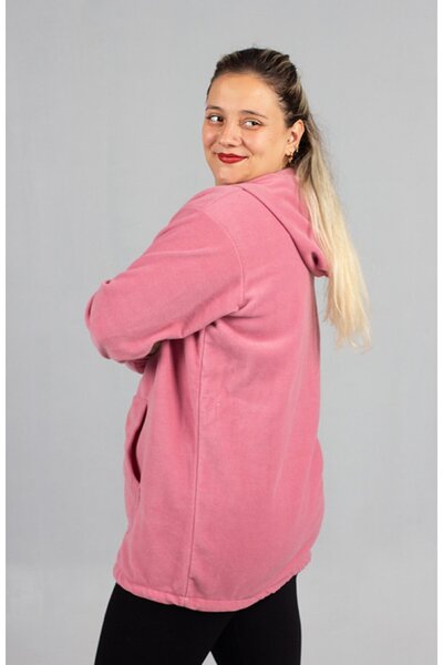 Truva XXL Women's Pink Hooded Fleece Top - Soft Winter Plus Size