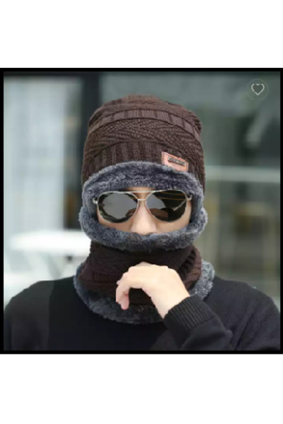 Miro Power Set ST căciulă + încălzitor de gât maro, unisex