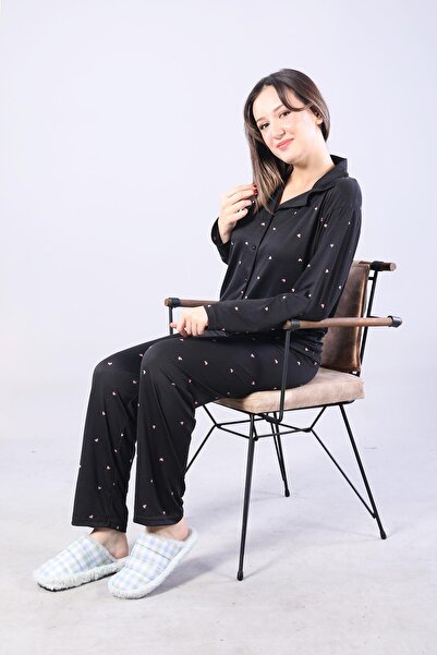 Mckanzie 3306 Milan Soft Shirt Collar Long Sleeve Long Bottom Pajama Set