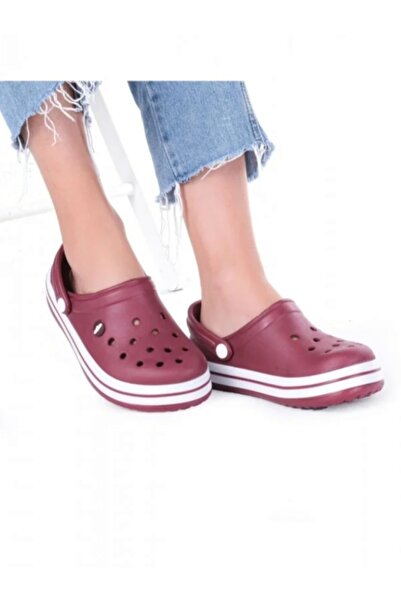 AkınalBella Burgundy Cross-Strap Slippers Sandals