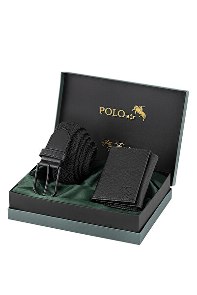Polo Air Flexible Belt Magnetic Wallet Men's Combination Set Black Color M-05-S