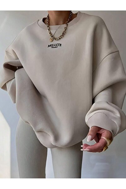 EYAX MODA Hanorace unisex supradimensionate cu imprimeu și guler rotund