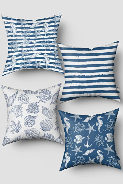 Bebemotto Marin Set, Elegant, 4-Piece, Double-Sided, Velvet Fabric, Throw Pil...