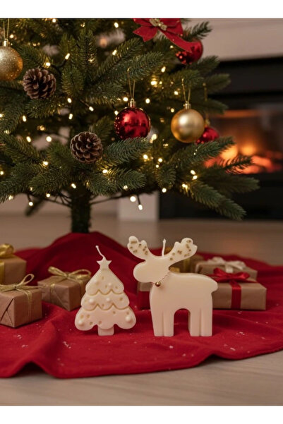 Herum Set of 2 scented candles, HANDMADE, soy wax, cotton wick, Reindeer and Fir, 8 cm