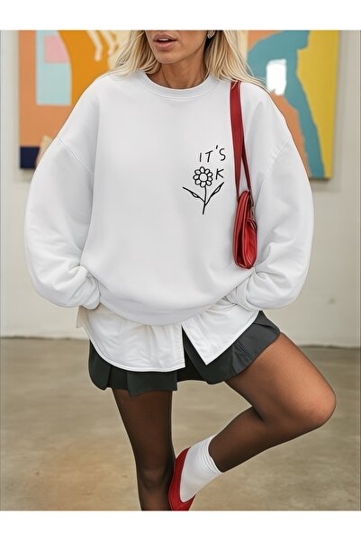 ArtYus سويت شيرت بأكمام طويلة للجنسين من IT'S OK FLORAL Transfer B مطبوع مقاس...