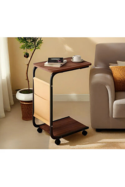 Herum Mobile coffee table, 2 MDF tops, storage pocket, Brown/Black, 40 x 30 x...