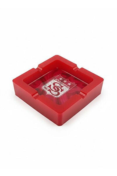 Genel Markalar Sivasspor Temalı El Yapımı Epoksi Küllük - Kırmızı Beyaz Logol...