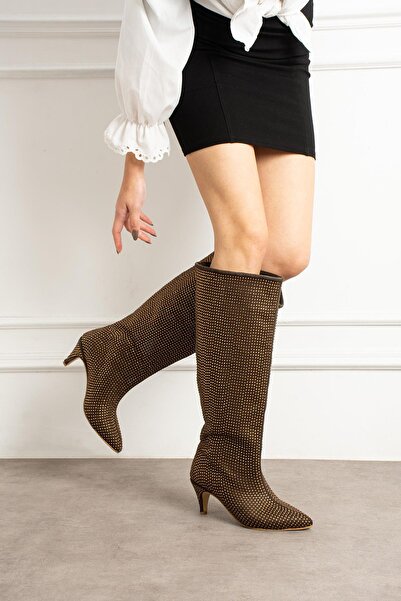 ZENNESHOES Μπότες με λεπτό τακούνι Margot Stone Detaylı