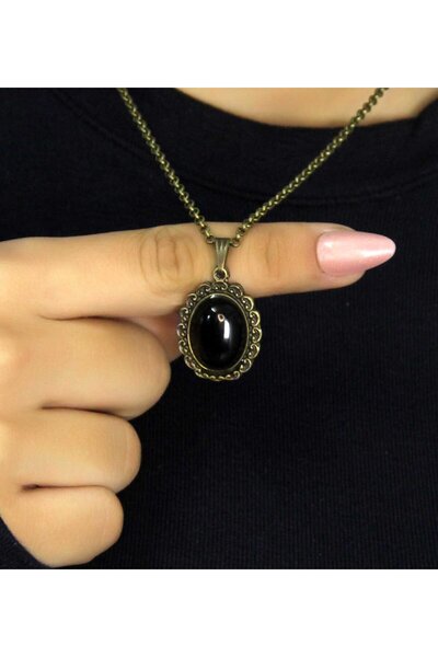 esha قلادة نسائية أصلية من الحجر الطبيعي أونيكس مع نمط حجري طبيعي مع سلسلة 45...