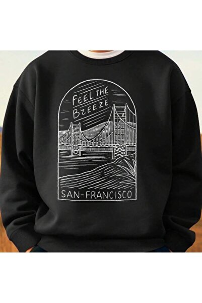 Ritec سانتا فرانسيسكو بريدج مطبوع سويت شيرت للجنسين قصة فضفاضة