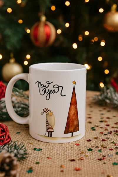uğurlu dükkan Happy New Year Pine Tree Santa Claus Mug Cup