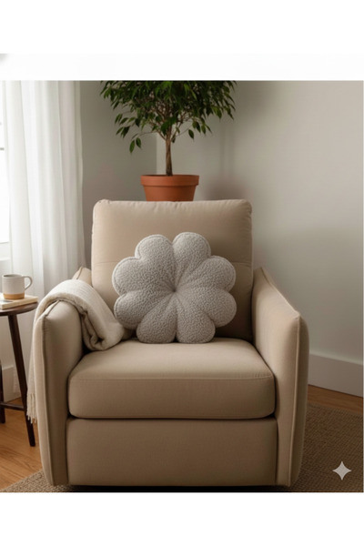 pufftable وسادة دمية القطيفة على شكل زهرة الأقحوان محشوة بالداخل من قماش تيدي...