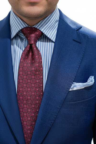 CROATE Premium Burgundy Circular Pattern 100% Silk Tie