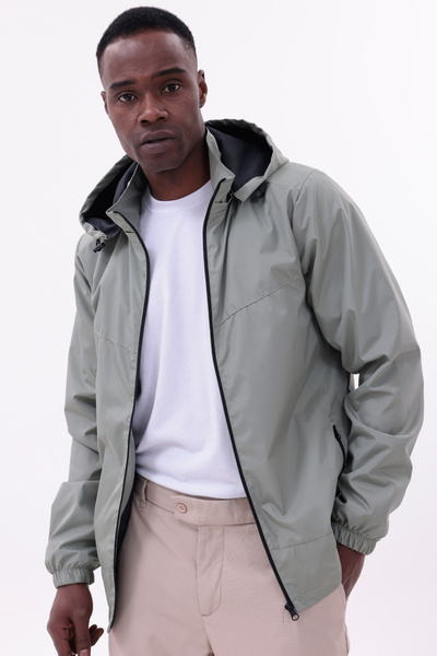 freemen Ανδρικό παλτό αδιάβροχο με αφαιρούμενη κουκούλα σε πράσινο χρώμα μέντας