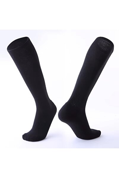 OEM Jambiere de fotbal pentru copii cu șosetă, Negre, EU 26-33