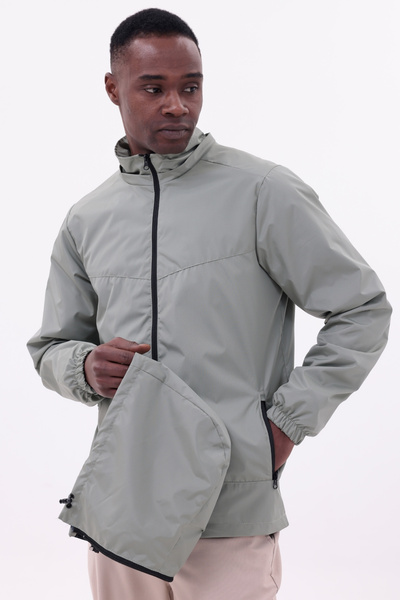 freemen Ανδρικό παλτό αδιάβροχο με αφαιρούμενη κουκούλα σε πράσινο χρώμα μέντας