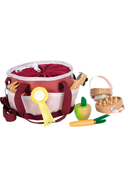 Small Foot Complete Horse Care Set – with Elegant Red Bag and Wooden Accessories