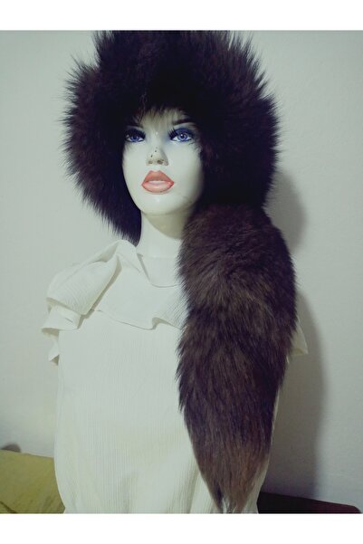hoaryage Unisex Attachable Tail Wolf Fur Hat Mink Hat