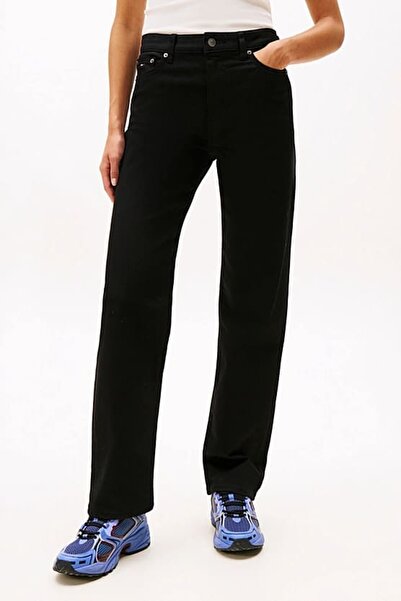 Tommy Hilfiger Kadın Kıra Tam Kalıp Düz Paça Jean Pantolon - Siyah