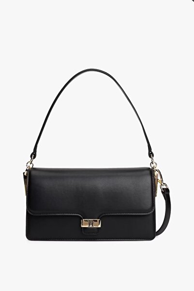 Tommy Hilfiger Kadın Heritage Kapaklı Metal Tokalı Omuz ve Çapraz Çanta - Siyah