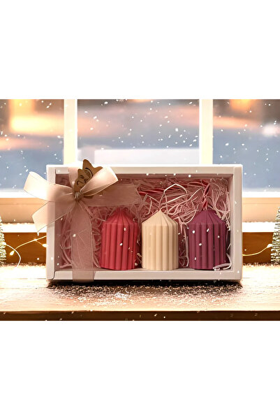 Herum Set of 3 scented candles, one plastic decoration, HANDMADE, soy wax, cotton wick, 7 cm