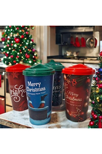Titiz Plastik Christmas Themed Coffee Cup Set 3 Pieces 650 ML