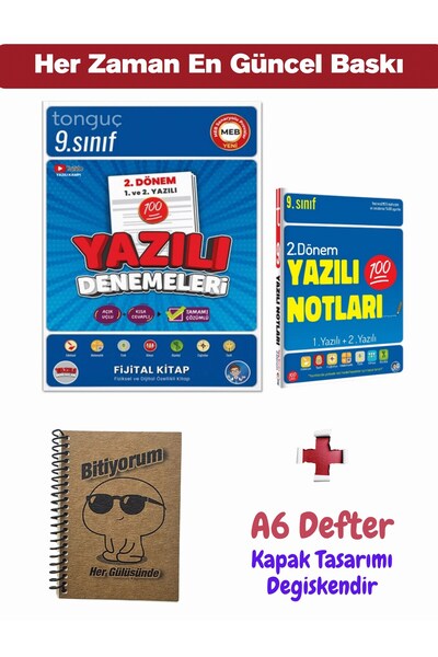 Tonguç Yayınları 9. Sınıf Yazılı Notları ve Denemeleri 2. DÖNEM + A6 Kraft No...
