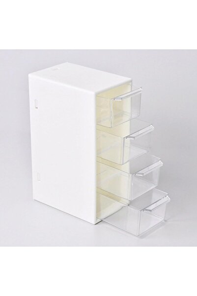 PORKY Shop Desk Organizer 4 Drawers, Transparent, Plastic, Compact and Stackable