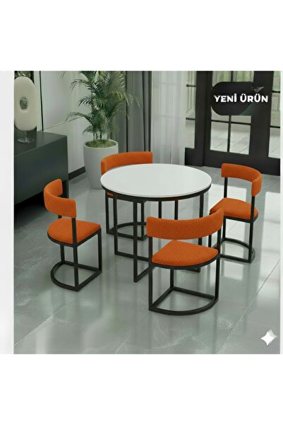 EDMONDA EV AKSESUAR MELİS 90 CM ÇAP YUVARLAK YEMEK MASASI TAKIMI SALON 4 KİŞİ...