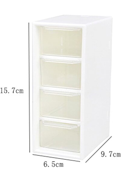 PORKY Shop Desk Organizer 4 Drawers, Transparent, Plastic, Compact and Stackable