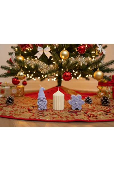 Herum Set of 3 scented candles, HANDMADE, soy wax, cotton wick, Elf, Candle and Snowflake, 7.5 cm