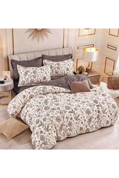 JOJO Double Bed Bedding Set - Finet Cotton, Fitted, 6 Pieces (Grey with Feathers)
