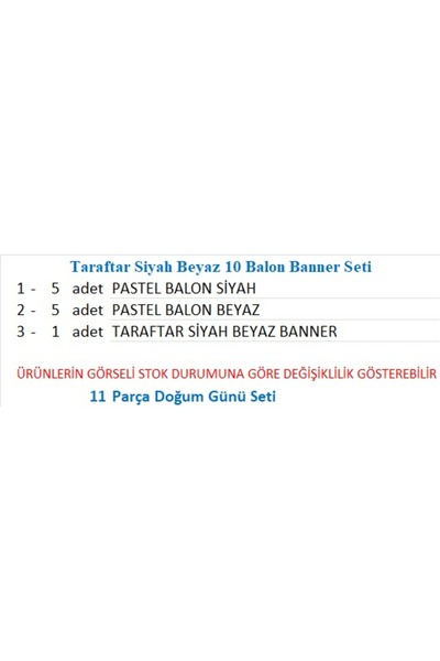 ZENVİVA Tarafar 5 Black- 5 White Balloon Banner Set