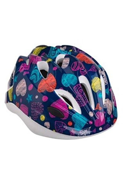 Tessari Blue Cycling Helmet with Colorful Hearts (52-56 cm)