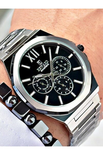 Reward Black Silver Color Functions Active Classic Steel Cord Men's Wristwatc...