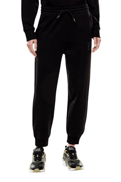 EA7 بنطلون رياضي طويل من المطاط للنساء - أسود