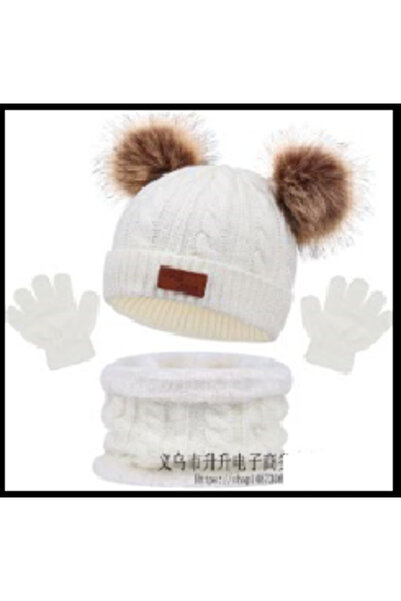 Miro Power Children's set: hat + gloves + white neck warmer
