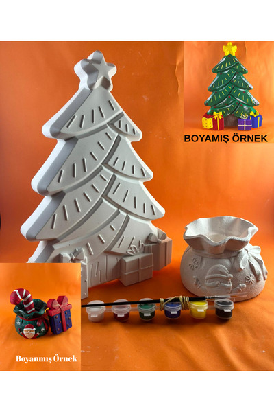 BEMİSA Büyük Yılbaşı Ağacı Ve Kalemlik Boyama Seti Taş Boyama Seti
