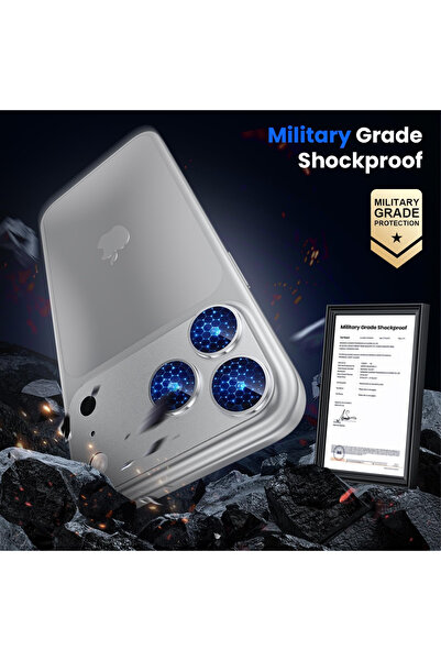 KVK PRİVACY iPhone 17 Pro Compatible Metal Framed Full Coverage Sapphire Glass Camera Lens Protector Silver