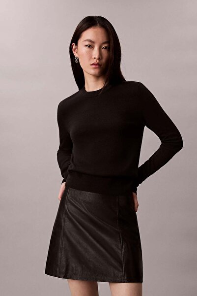 Calvin Klein Women's Ls Cn Extrafine Merino Swtr 14Gg Knitwear Sweater - Black