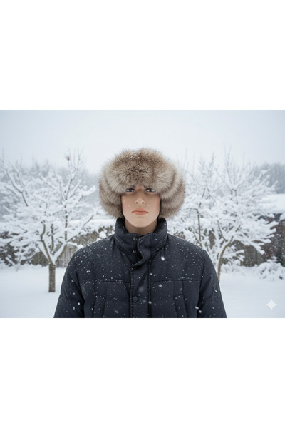 hoaryage Unisex Tailless Wolf Skunk Badger Kalpak Hat Mink Hat