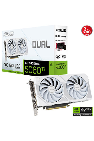 ASUS GeForce RTX 5060 Ti 16GB OC DUAL-RTX5060TI-O16G-WHITE GDDR7 128Bit Gamin...
