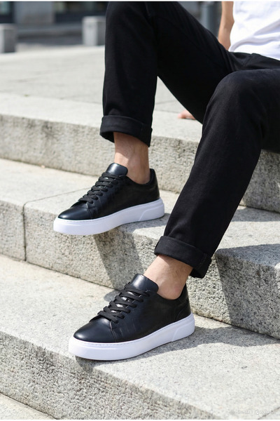 sauron Pantofi de zi cu zi pentru bărbați, alb-negru, cu talpă ortopedică A318