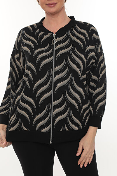 KRUVAZE سترة بسحاب، نمط بومبر، قماش مودال منقوش