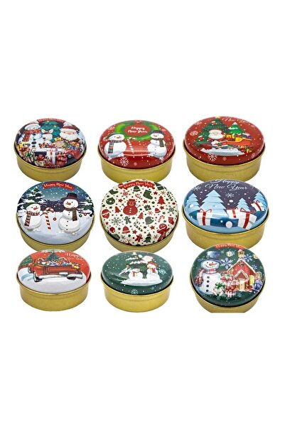 MERGAF Christmas Themed Metal Box Tin Box 9 Pieces