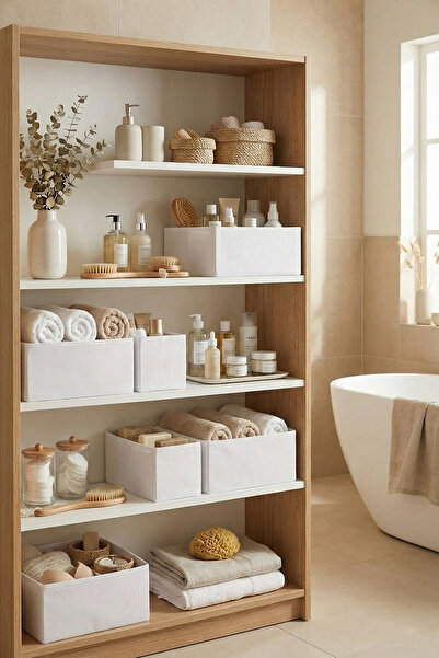 REKHOME 6-Piece Drawer Cabinet Organizer Storage Box Organizer Set White