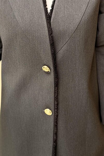 Ghisa Fringe Piping Patterned Jacket and Pants Set