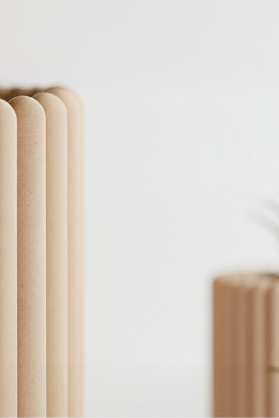 OEM Rounded Columns Decorative Flower Pot – Sandstone Beige Color