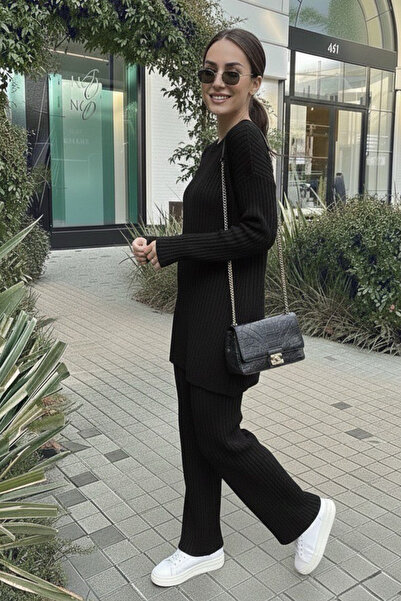 oshebu Set de pantaloni tunică guler ridicat pentru femei